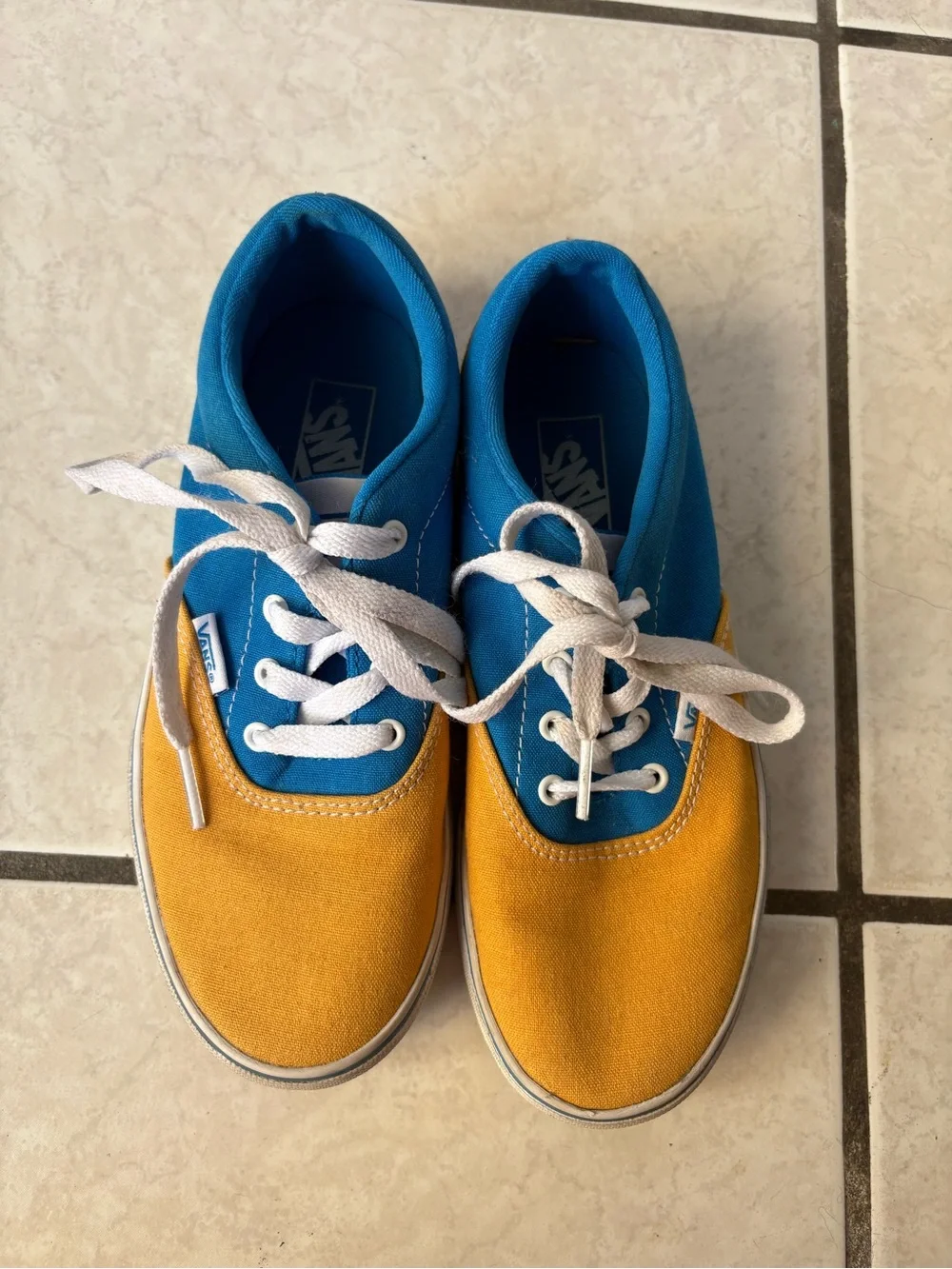 KIDS Color block Vans yellow and blue